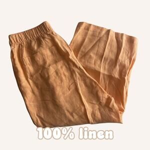 CYNTHIA ROWLEY pants: 100% linen, orange, wide leg ankle, size M